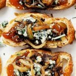 Caramelized Onion Crostini with Fig Jam and Blue Cheese on foodiecrush.com