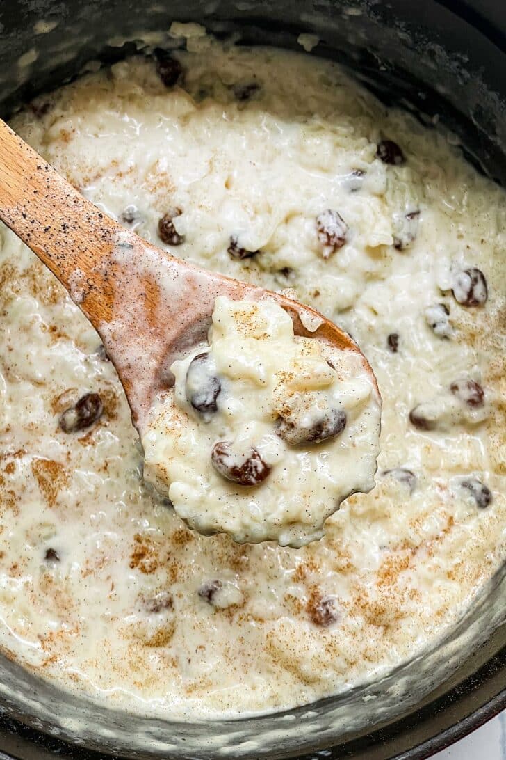 RIce pudding in spoon pot foodiecrush.com