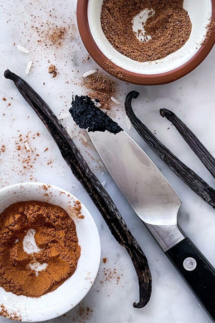 Vanilla bean pod with knife foodiecrush.com