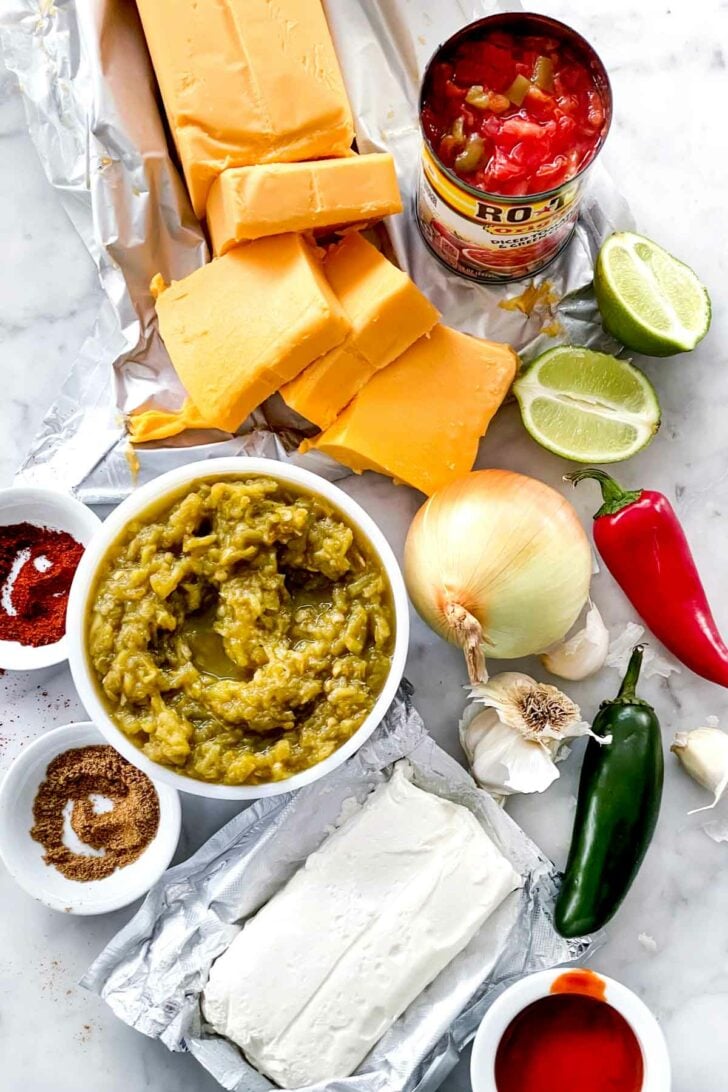 Queso Dip ingredients foodiecrush.com