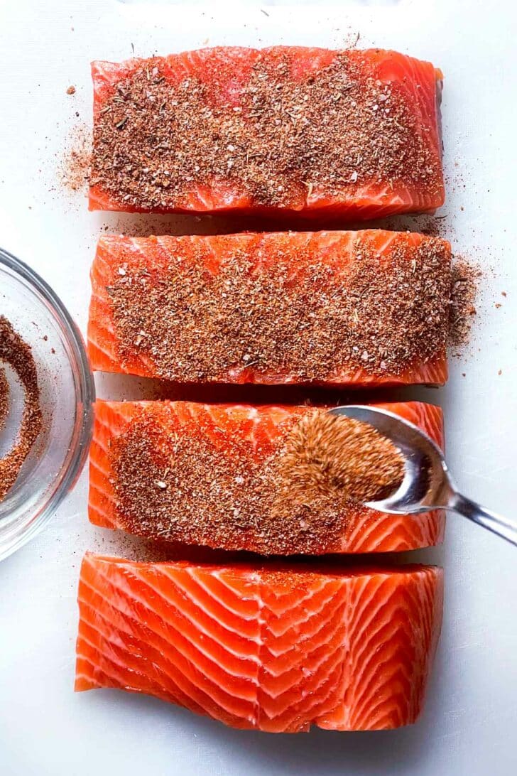 Blackened seasoning on salmon foodiecrush.com