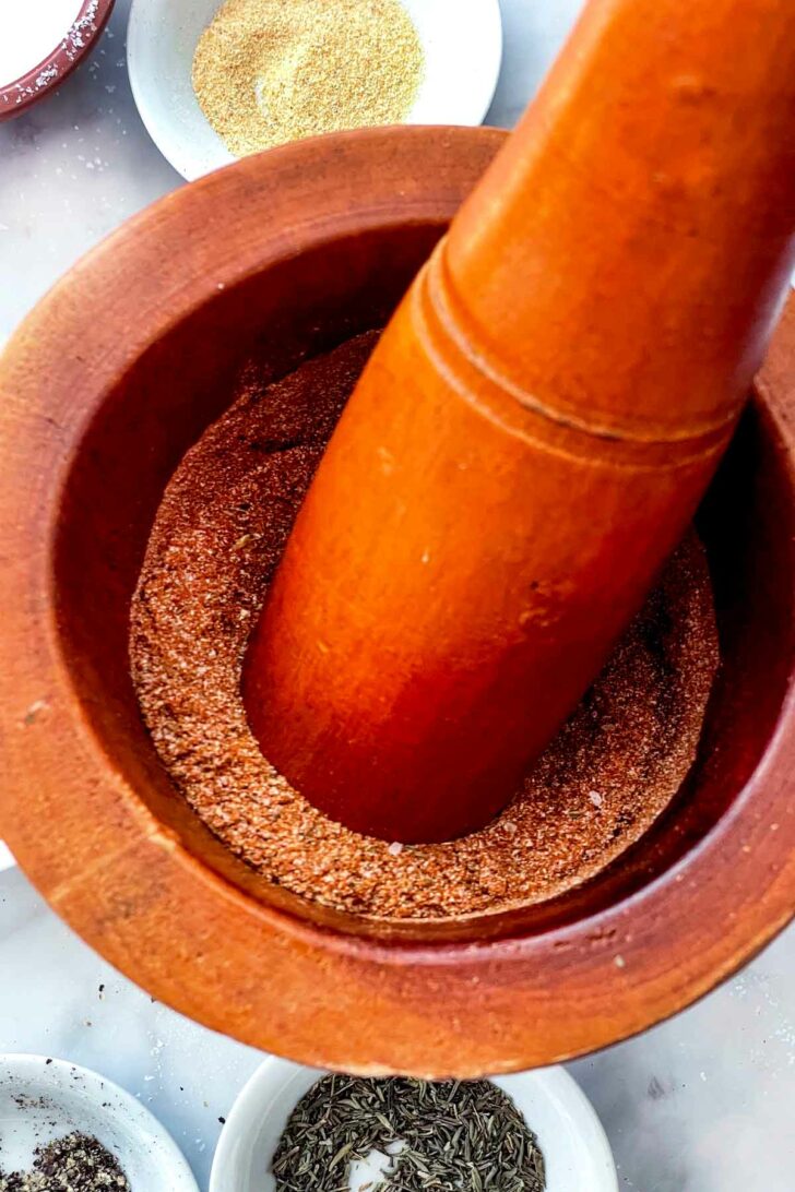 Mortar and pestle with spices foodiecrush.com