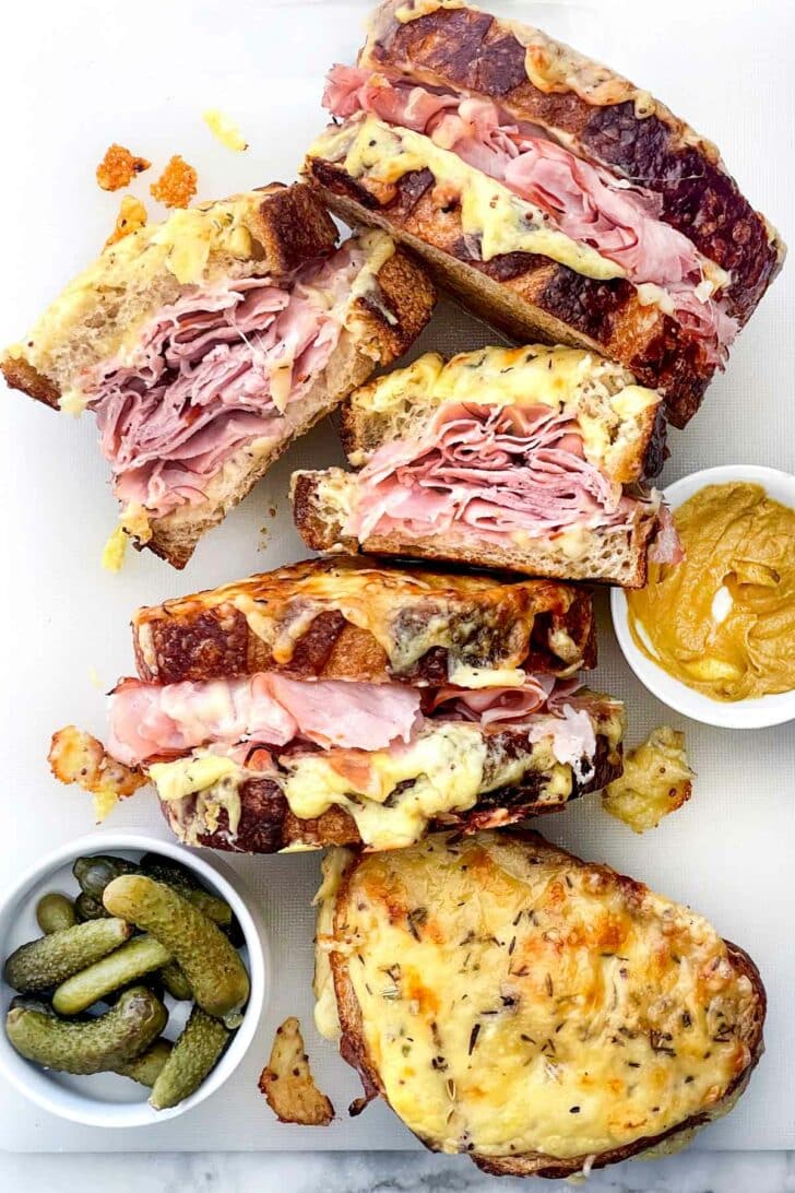 Croque Monsieur sandwich with ham and gruyere cheese foodiecrush.com