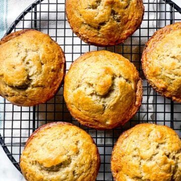 Banana Muffins on cooling rack foodiecrush.com