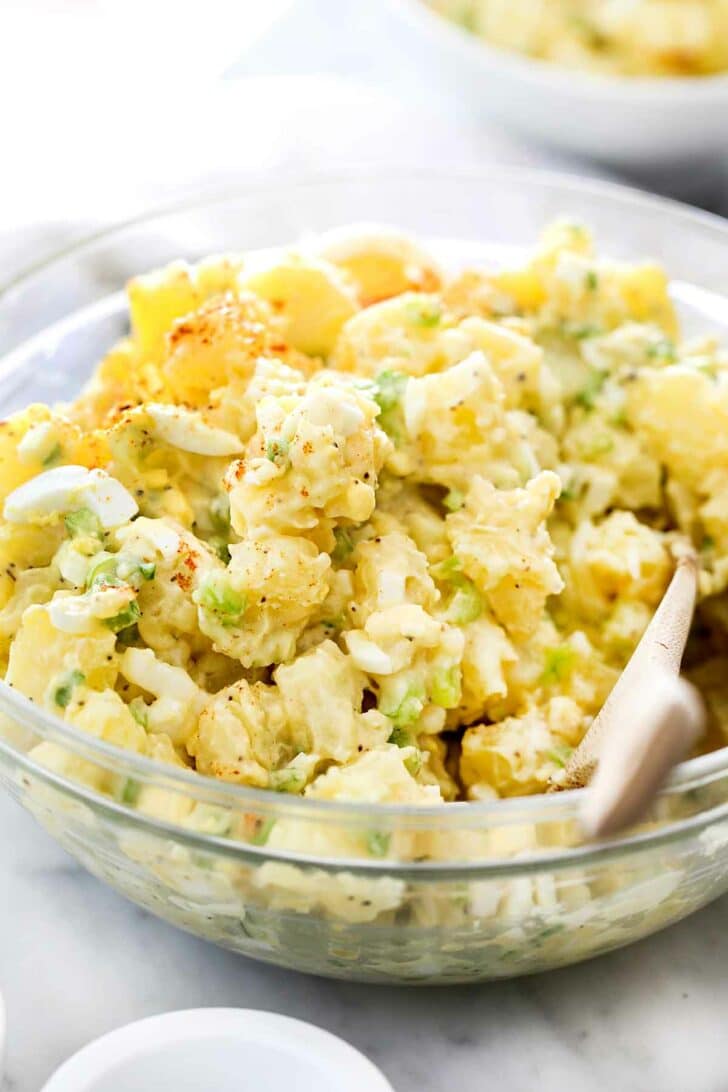 How to Make THE BEST Classic Potato Salad Recipe with egg foodiecrush.com #potatosalad #recipe