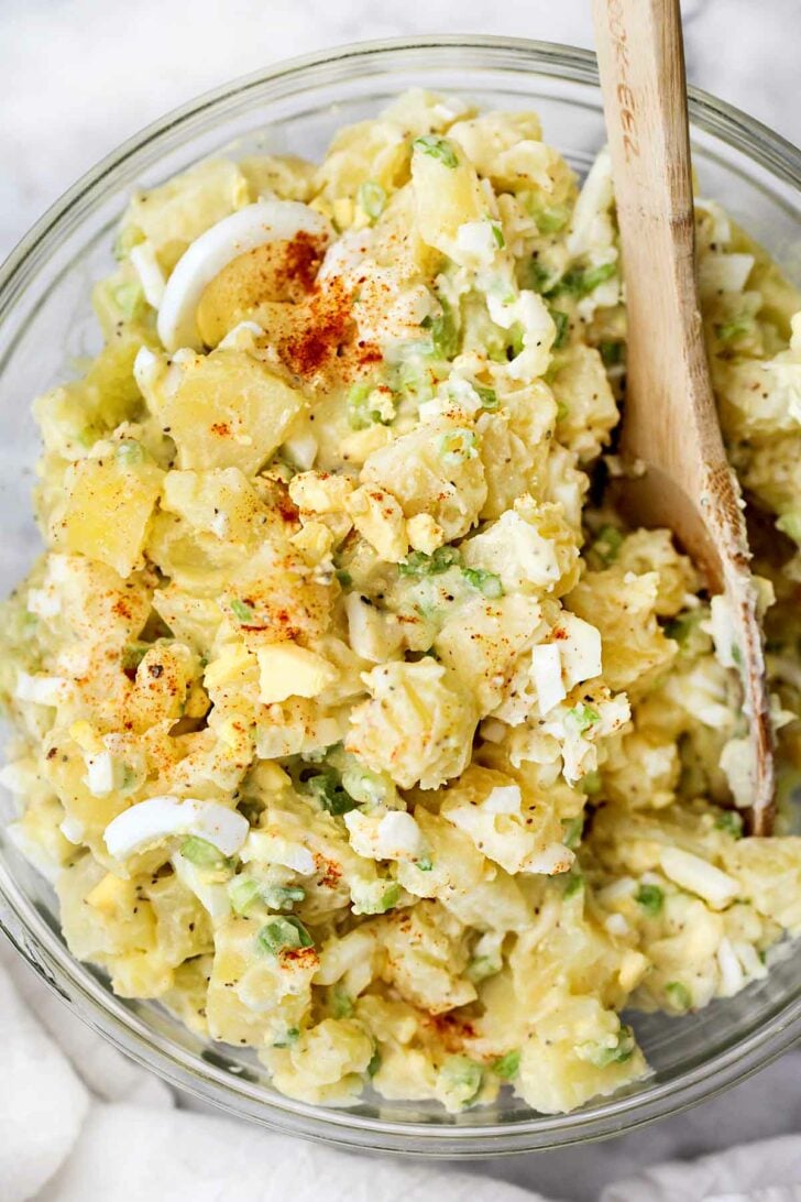 How to Make THE BEST Classic Potato Salad Recipe with egg foodiecrush.com #potatosalad #recipe