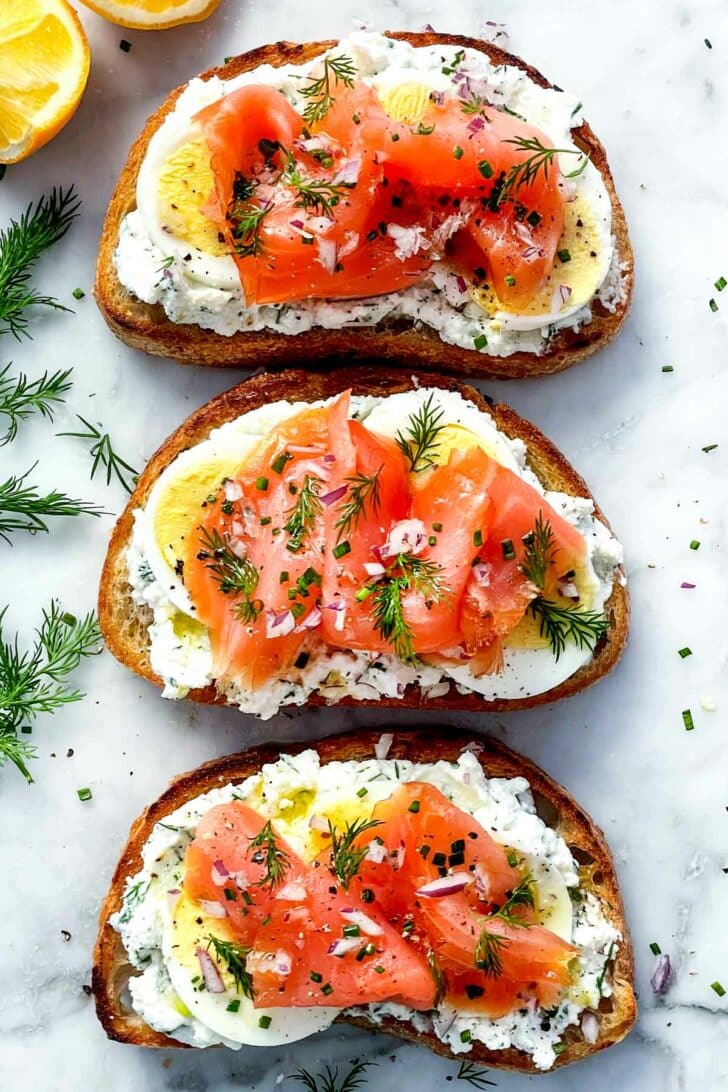 Smoked Salmon with Egg and Ricotta Toasts foodiecrush.com