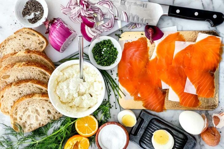 Ricotta Toast With Smoked Salmon and Egg 2 Smoked Salmon and Ricotta Toasts ingredients everydaydeliciouskitchen.com
