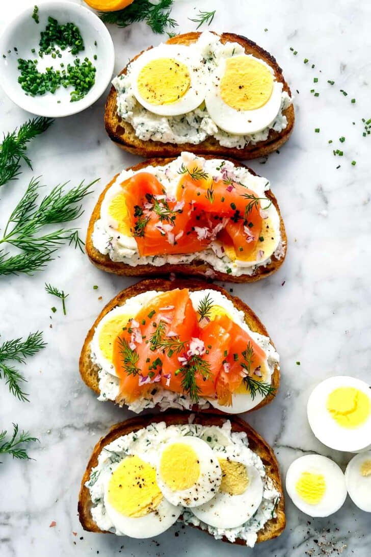 Smoked Salmon with Egg and Ricotta Toasts foodiecrush.com