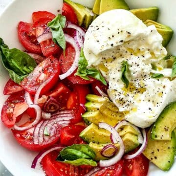 Burrata and Tomato Salad with Avocado foodiecrush.com