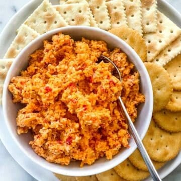 Pimento Cheese recipe with crackers foodiecrush.com