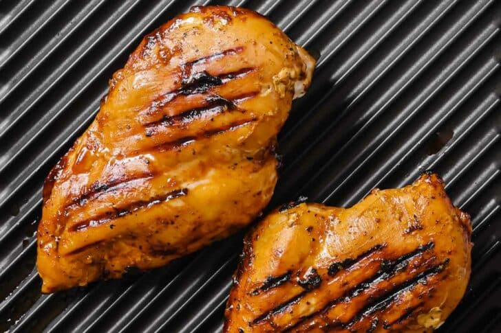 Grilled chicken breasts on indoor grill foodiecrush.com