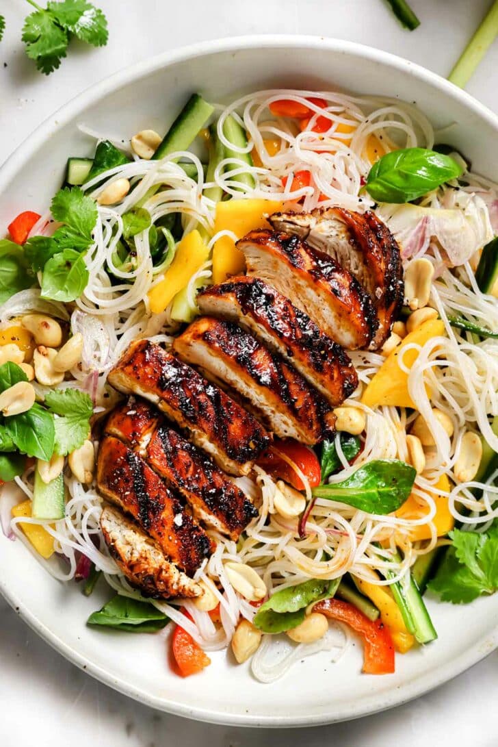 Grilled Thai Chicken Noodle Salad foodiecrush.com