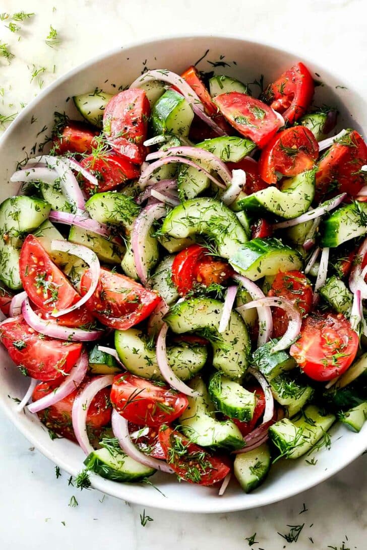 Tomato and Cucumber Salad With Dill foodiecrush.com
