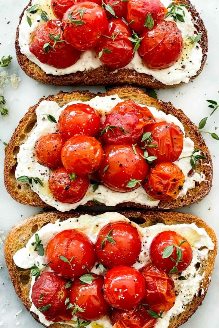 Whipped Ricotta Toasts with Roasted Tomatoes foodiecrush.com