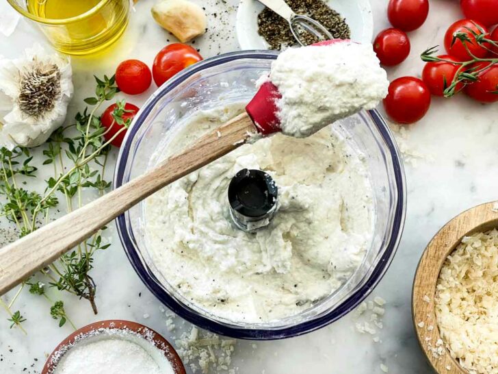 Whipped Ricotta ingredients in processor foodiecrush.com