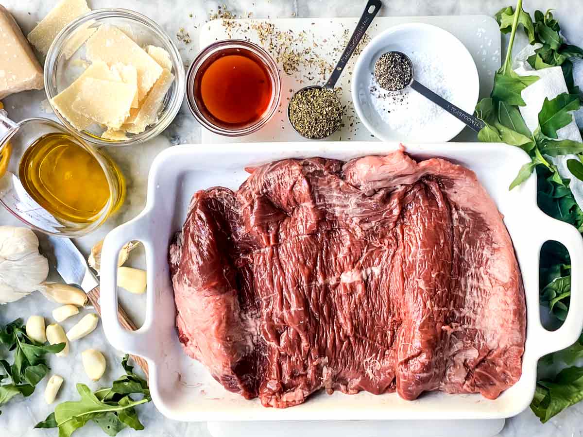Grilled Flank Steak with Arugula and Parmesan