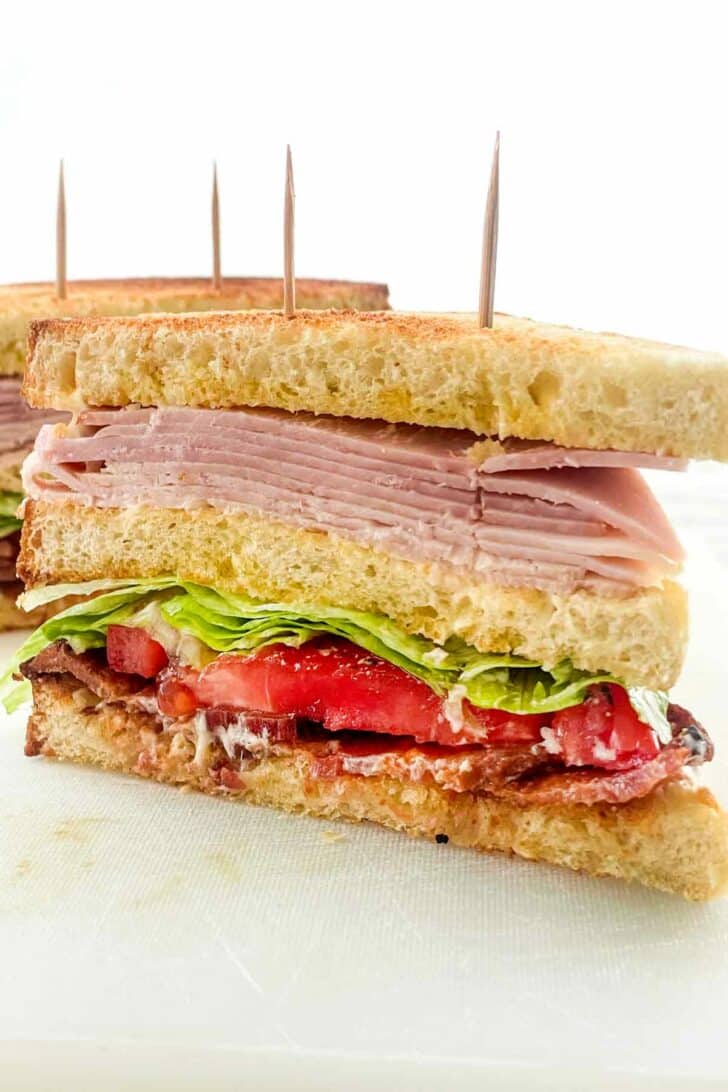 Club Sandwich with toothpicks foodiecrush.com