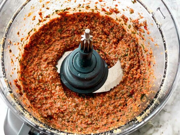 Tomato Pesto ingredients in food processor foodiecrush.com