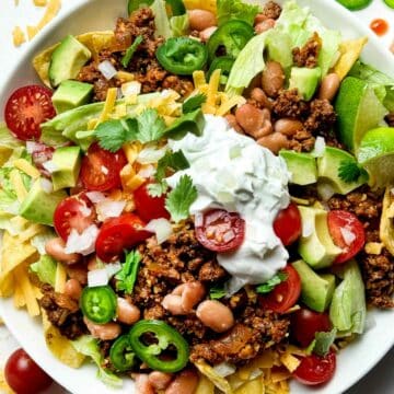 Taco Salad in bowl foodiecrush.com