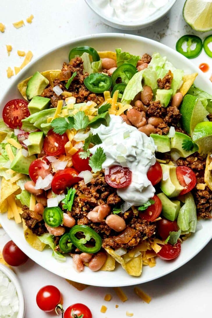 Taco Salad in bowl foodiecrush.com