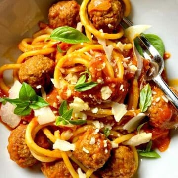 Pasta and Meatballs foodiecrush.com