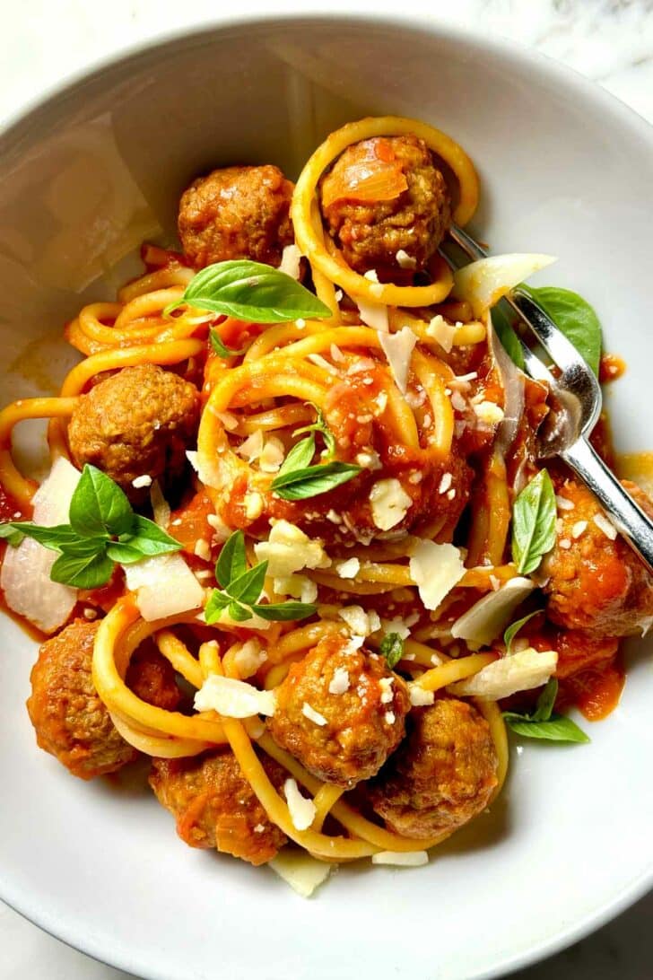 Pasta and Meatballs foodiecrush.com 