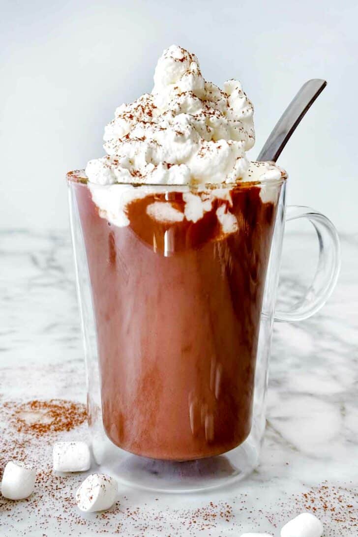 Hot Chocolate with whipped cream foodiecrush.com