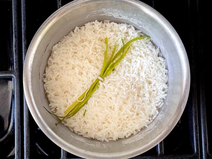 Cilantro stems in rice for Cilantro Lime Rice recipe foodiecrush.com