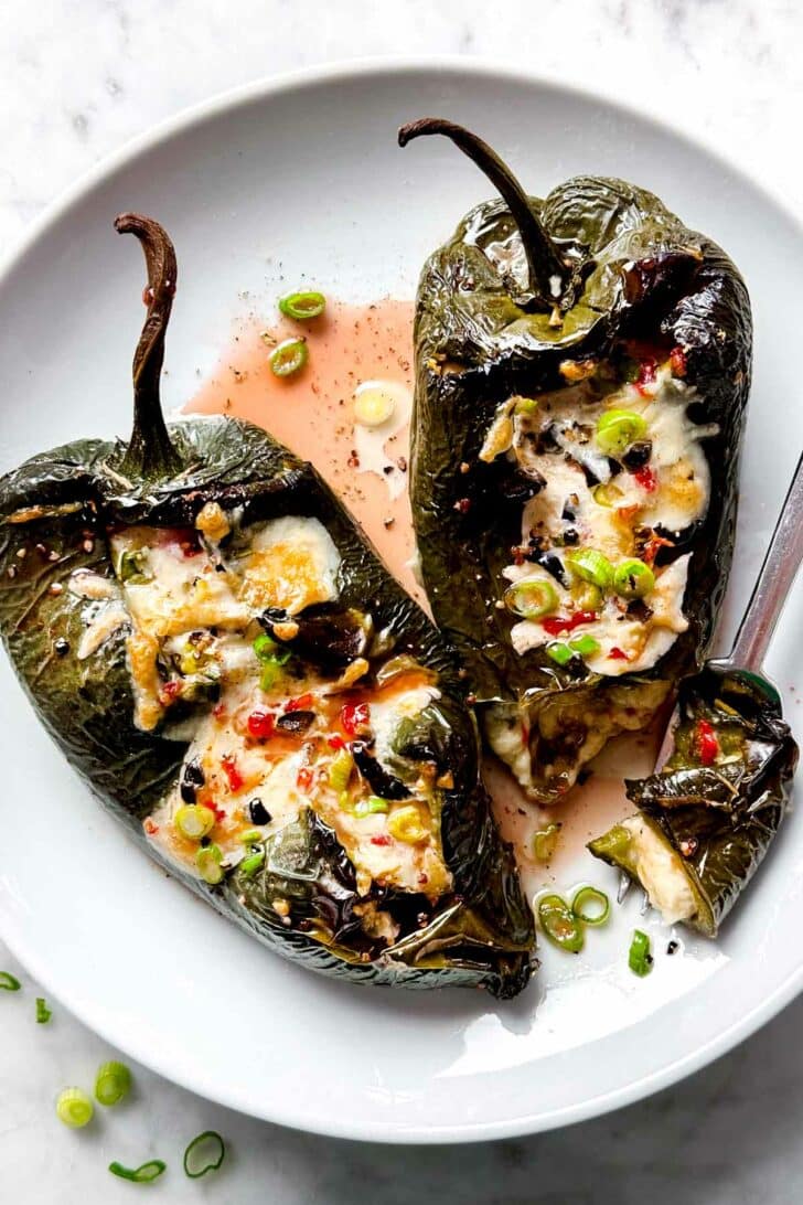 Stuffed Pasilla Peppers connected  sheet  foodiecrush.com