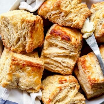 Buttermilk Biscuit Recipe in bowl with towel foodiecrush.com