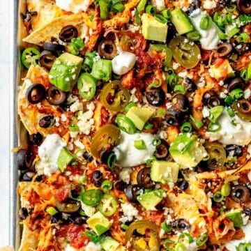 Chicken Nachos with Avocado foodiecrush.com