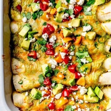 Green Chicken Enchiladas in baking dish