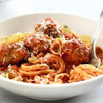 Spaghetti and Meatballs in bowl