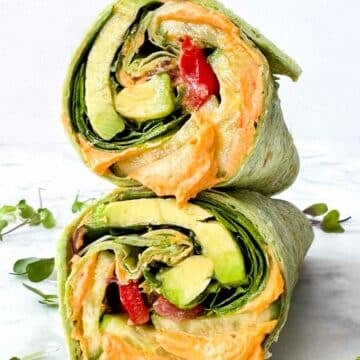 Veggie wrap with hummus, avocado and tomato