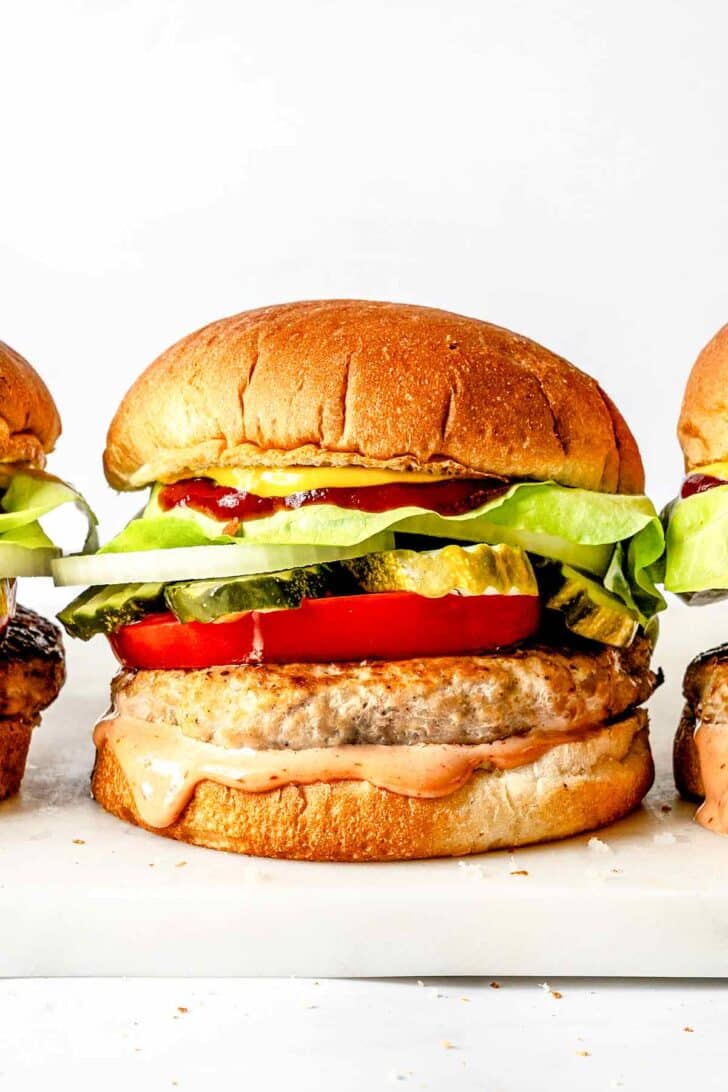 Turkey burger on bun with fry sauce