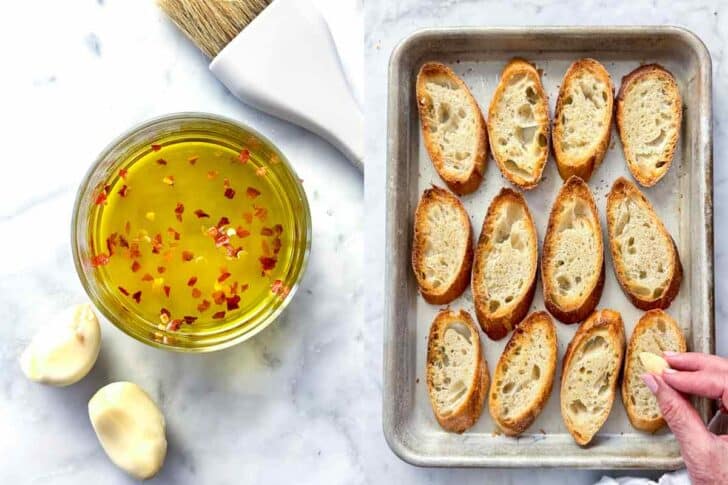 photo gallery showing red pepper oil and toasted bread slices 
