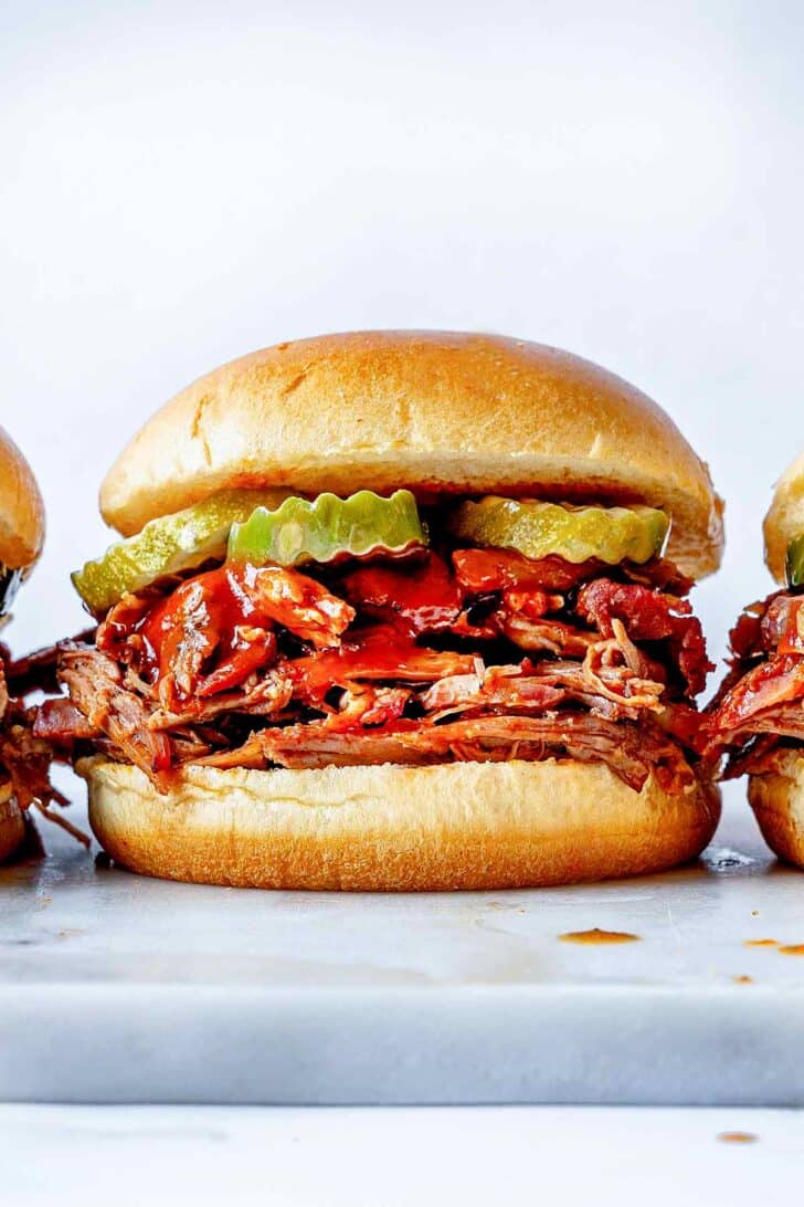 Pulled Pork Sandwich with pickles