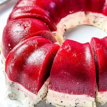 Frozen Cranberry Salad with frozen whip cream topping