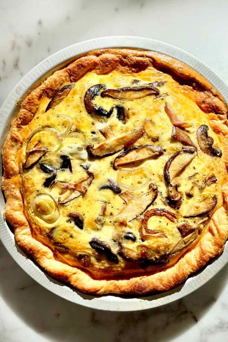 Mushroom Quiche in pie pan