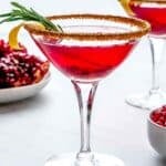 Pomegranate martini recipe in glass