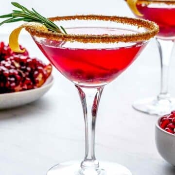 Pomegranate martini recipe in glass