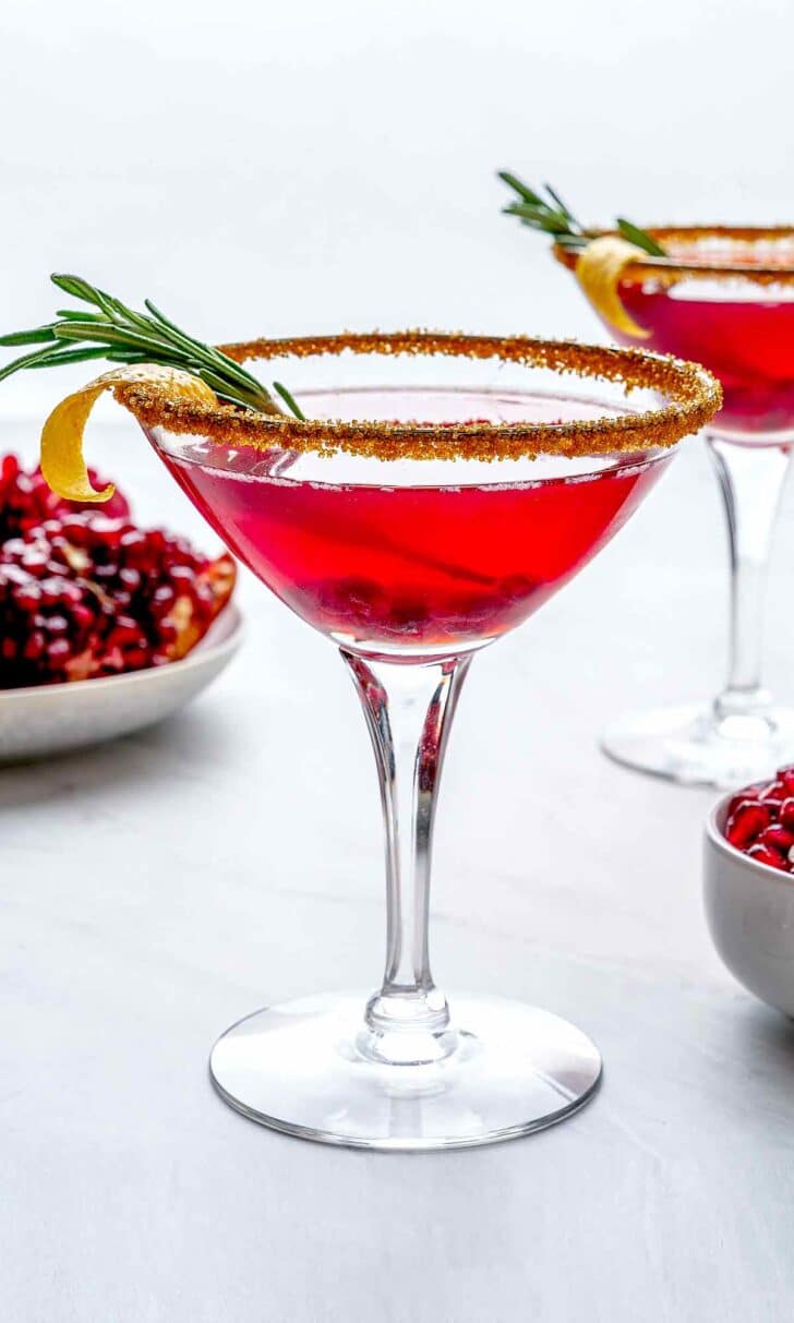 Pomegranate martini recipe in glass