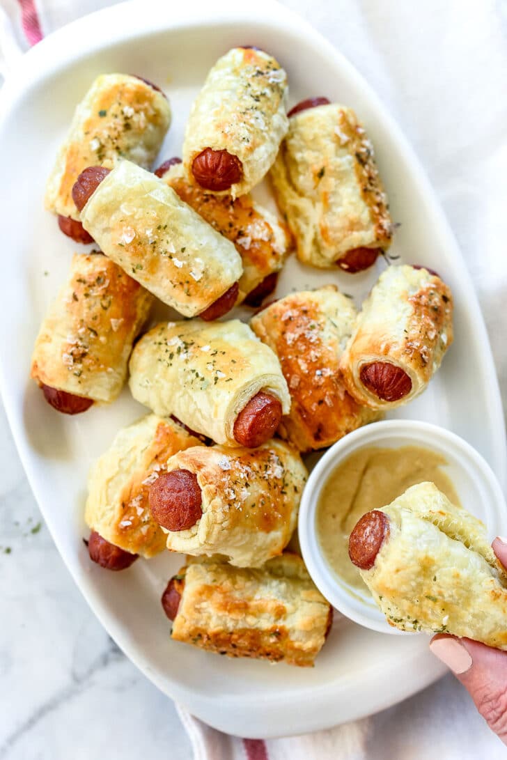 Pigs in a Blanket puff pastry foodiecrush.com