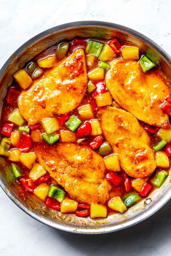 Pineapple Chicken in skillet