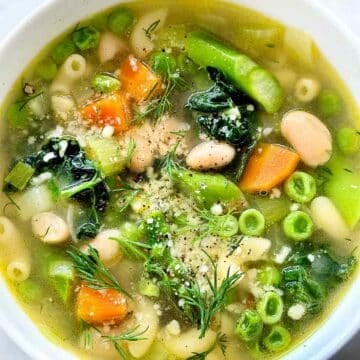 Spring Minestrone Soup in bowl