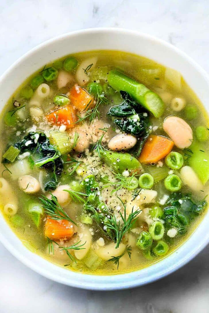 Spring Minestrone Soup in bowl