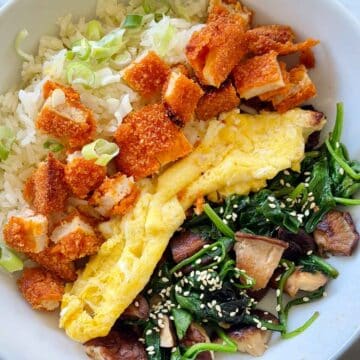 Chikn Bowl with Spinach and Egg foodiecrush.com