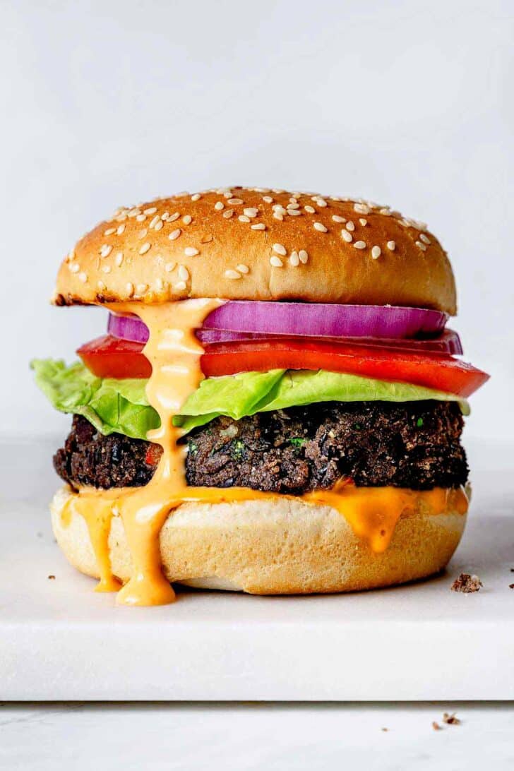 Black Bean Burger with sauce