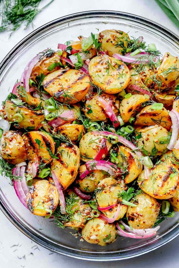 Grilled Potato Salad in bowl